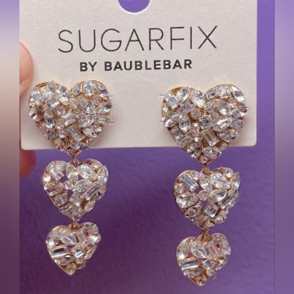Baublebar Rhinestone Sparkle Heart Stack Earrings New in package - Picture 4 of 9